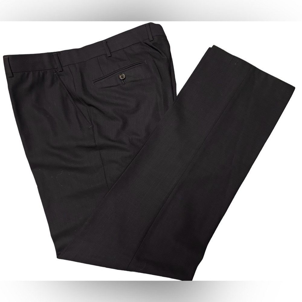 HILTL Mens Pants Dress Slacks Wool Black Vitale Barberis Canonico Size‎ 54
